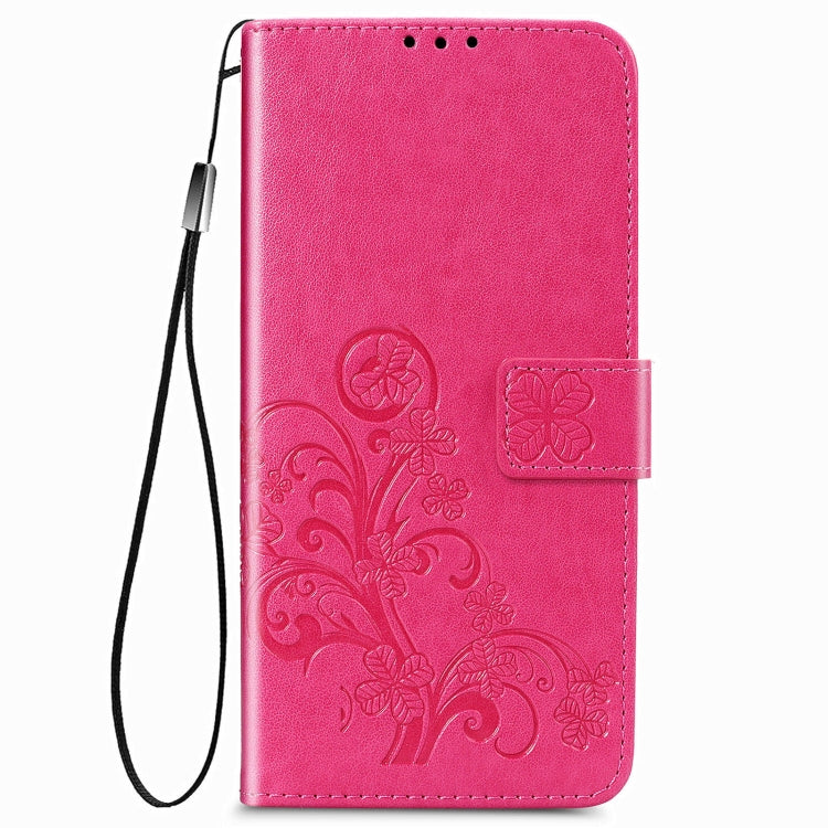 For Samsung Galaxy Z Fold3 5G Four-leaf Clasp Embossed Buckle Mobile Phone Protection Leather Case with Lanyard & Card Slot & Wallet & Bracket Function