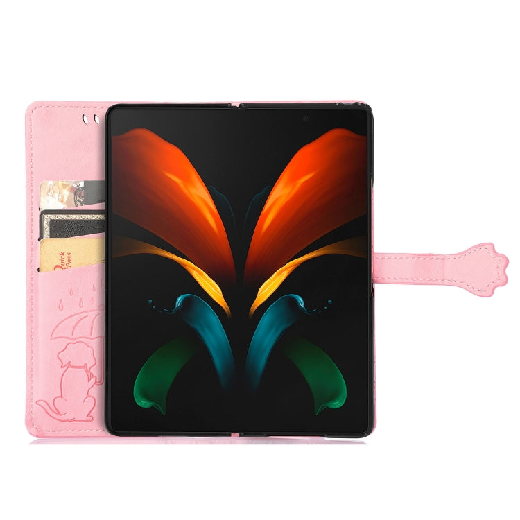 For Samsung Galaxy Z Fold3 5G Lovely Cat and Dog Embossing Pattern Horizontal Flip Leather Case , with Holder & Card Slots & Wallet