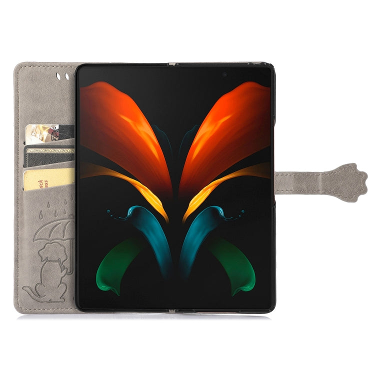 For Samsung Galaxy Z Fold3 5G Lovely Cat and Dog Embossing Pattern Horizontal Flip Leather Case , with Holder & Card Slots & Wallet
