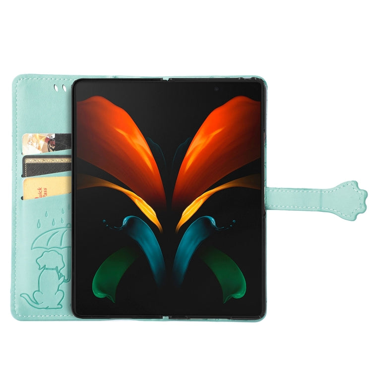 For Samsung Galaxy Z Fold3 5G Lovely Cat and Dog Embossing Pattern Horizontal Flip Leather Case , with Holder & Card Slots & Wallet