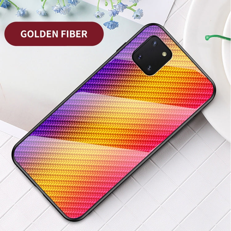 For Samsung Galaxy M60s / A81 Gradient Carbon Fiber Texture TPU Border Tempered Glass Case
