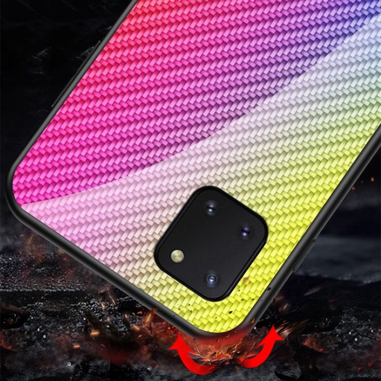 For Samsung Galaxy M60s / A81 Gradient Carbon Fiber Texture TPU Border Tempered Glass Case