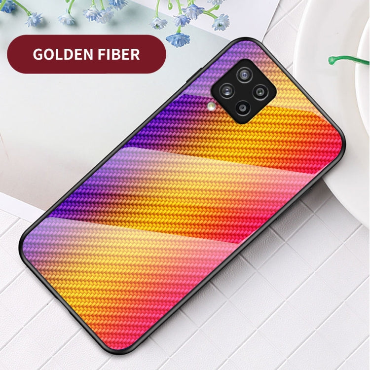 For Samsung Galaxy M42 5G Gradient Carbon Fiber Texture TPU Border Tempered Glass Case