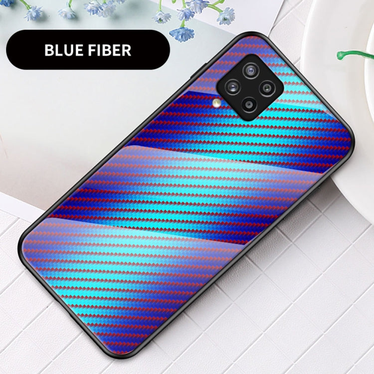 For Samsung Galaxy M42 5G Gradient Carbon Fiber Texture TPU Border Tempered Glass Case
