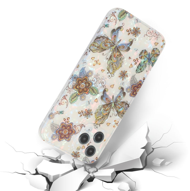For iPhone 13 Pro Butterfly Shell Colorful Series Pattern IMD TPU Shockproof Case