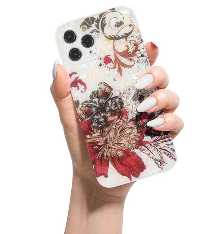 For iPhone 12 Pro Butterfly Shell Colorful Series Pattern IMD TPU Shockproof Case