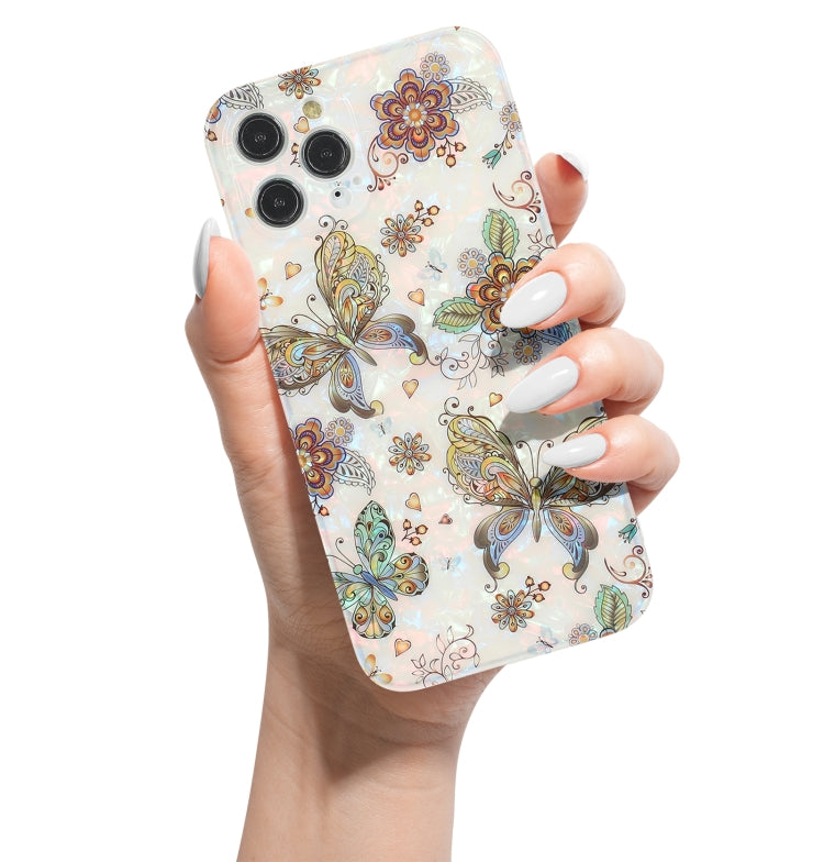 For iPhone 11 Pro Max Butterfly Shell Colorful Series Pattern IMD TPU Shockproof Case
