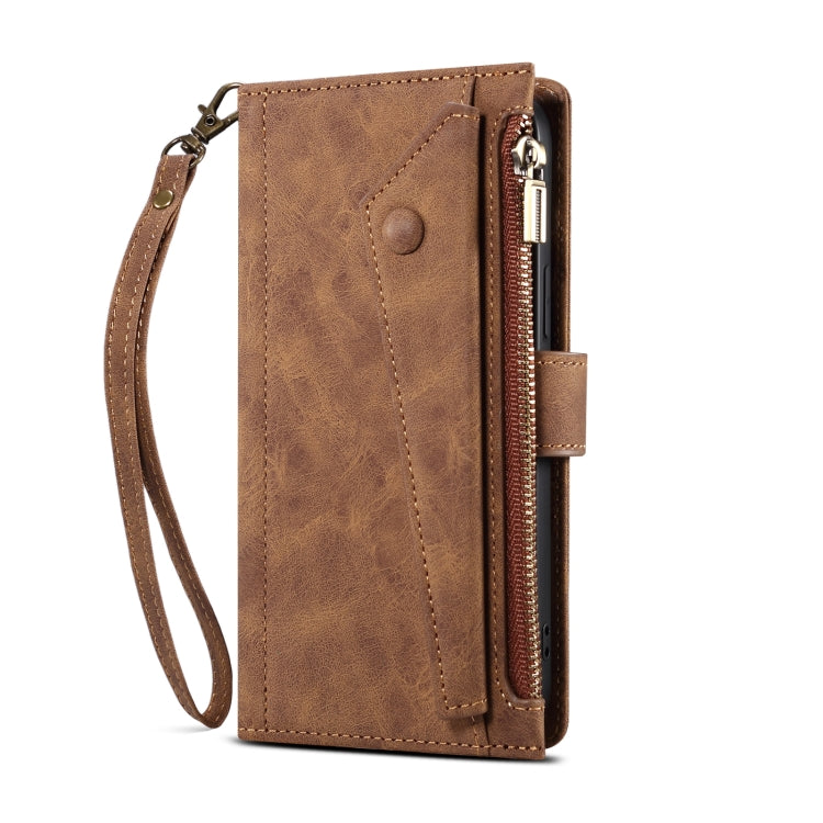 For Samsung Galaxy S21 5G Retro Frosted Horizontal Flip Leather Case with Holder & Card Slot & Wallet & Zipper Pocket & Lanyard