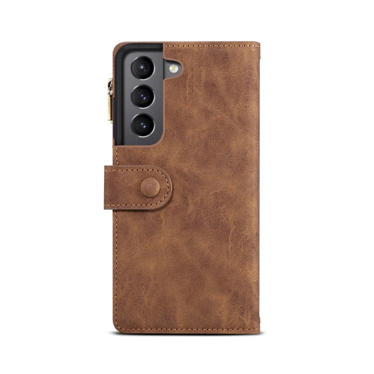 For Samsung Galaxy S21 5G Retro Frosted Horizontal Flip Leather Case with Holder & Card Slot & Wallet & Zipper Pocket & Lanyard