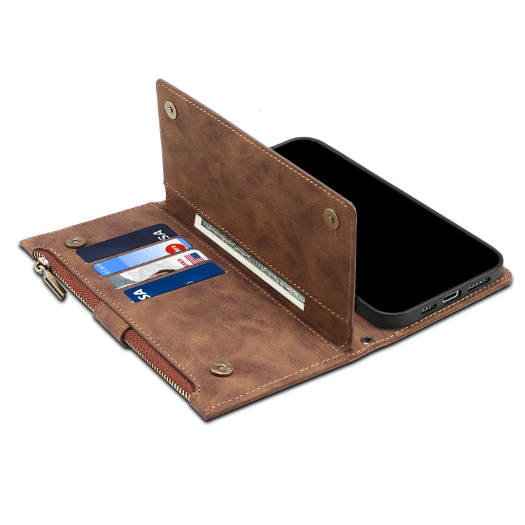 For Samsung Galaxy S21 5G Retro Frosted Horizontal Flip Leather Case with Holder & Card Slot & Wallet & Zipper Pocket & Lanyard