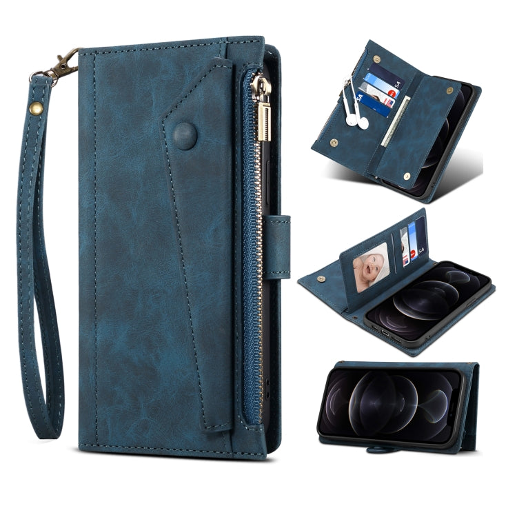 For Samsung Galaxy S21 5G Retro Frosted Horizontal Flip Leather Case with Holder & Card Slot & Wallet & Zipper Pocket & Lanyard