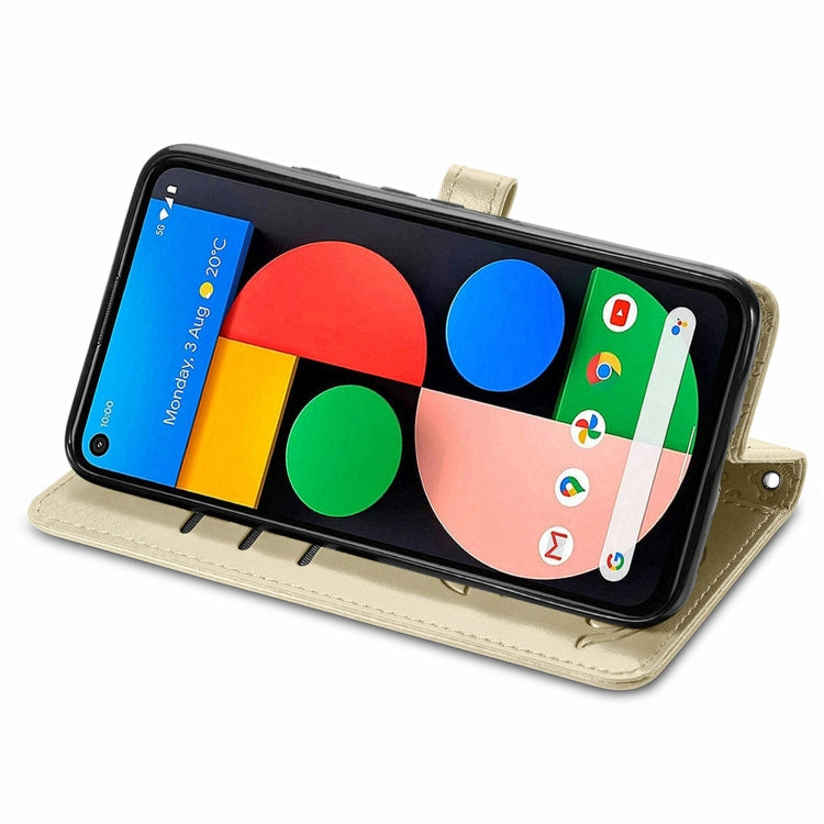 For Google Pixel 5a 5G Lovely Cat and Dog Embossing Pattern Horizontal Flip Leather Case , with Holder & Card Slots & Wallet & Cartoon Clasp & Lanyard