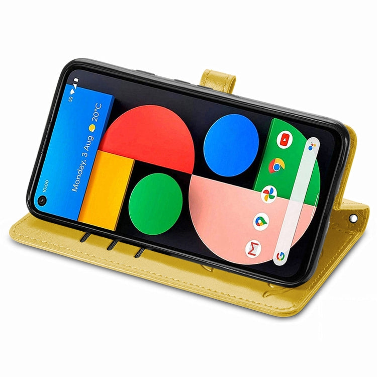 For Google Pixel 5a 5G Lovely Cat and Dog Embossing Pattern Horizontal Flip Leather Case , with Holder & Card Slots & Wallet & Cartoon Clasp & Lanyard