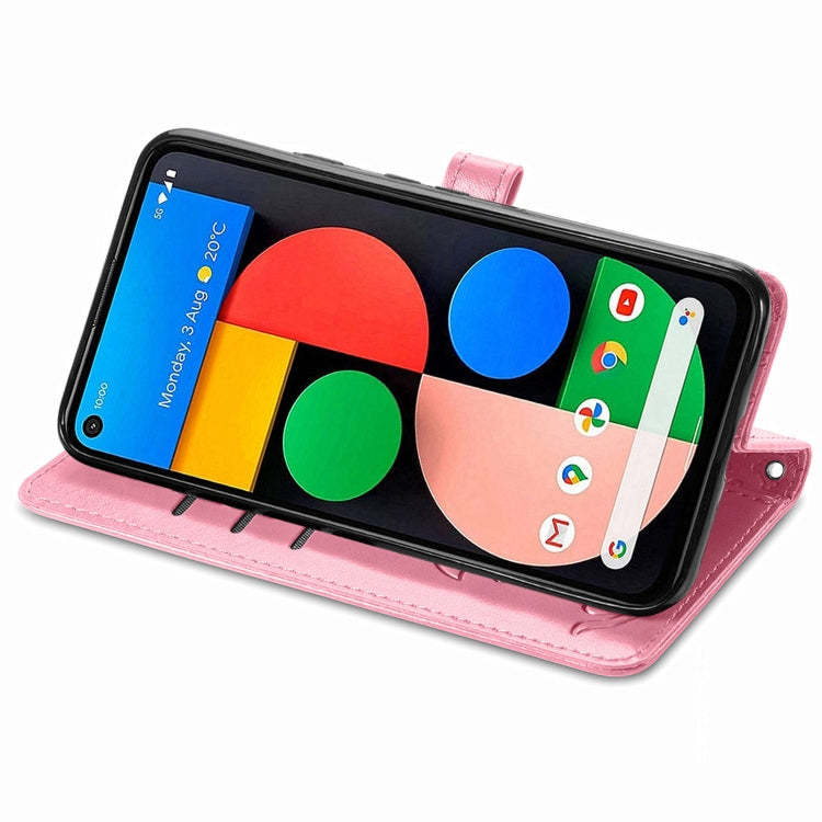 For Google Pixel 5a 5G Lovely Cat and Dog Embossing Pattern Horizontal Flip Leather Case , with Holder & Card Slots & Wallet & Cartoon Clasp & Lanyard
