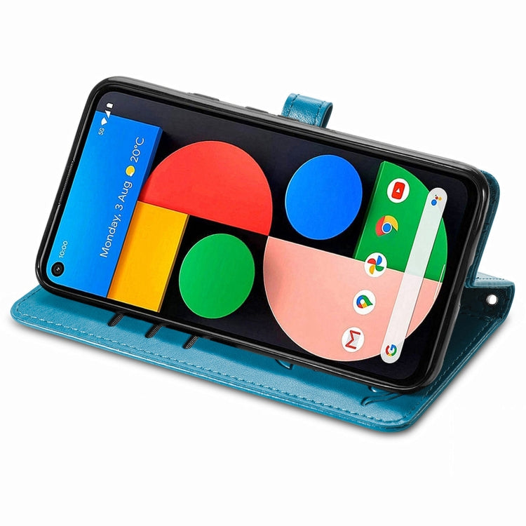 For Google Pixel 5a 5G Lovely Cat and Dog Embossing Pattern Horizontal Flip Leather Case , with Holder & Card Slots & Wallet & Cartoon Clasp & Lanyard