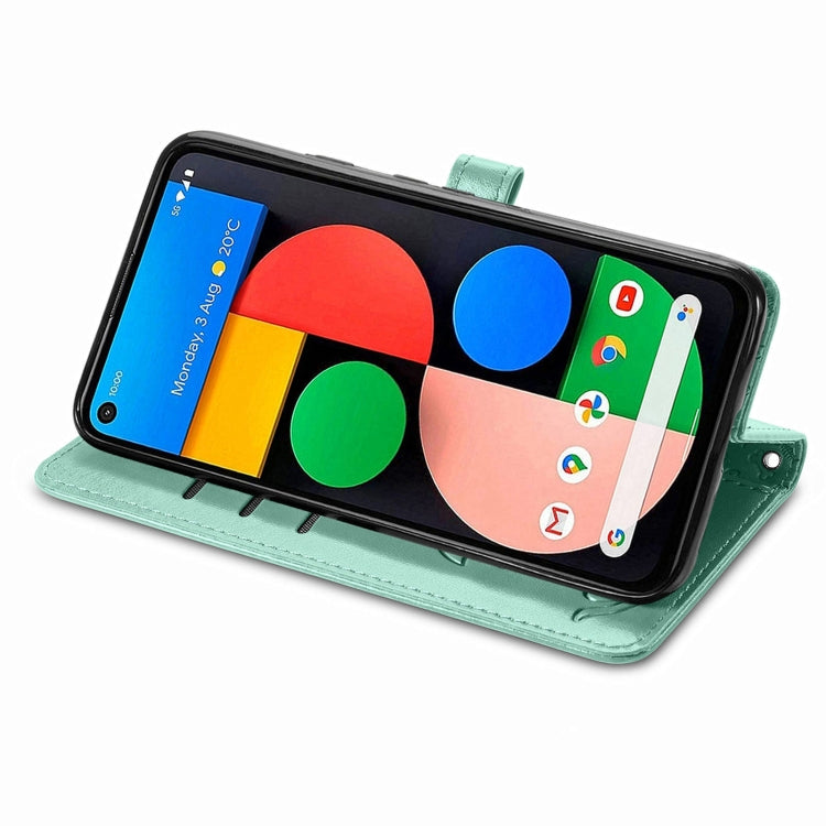 For Google Pixel 5a 5G Lovely Cat and Dog Embossing Pattern Horizontal Flip Leather Case , with Holder & Card Slots & Wallet & Cartoon Clasp & Lanyard
