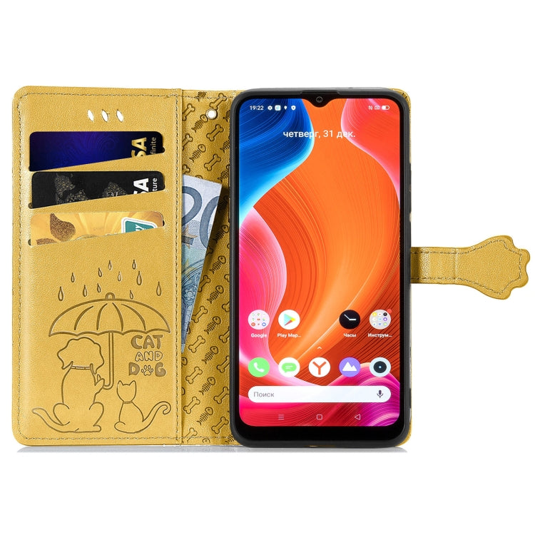 For OPPO Realme C20 Lovely Cat and Dog Embossing Pattern Horizontal Flip Leather Case , with Holder & Card Slots & Wallet & Cartoon Clasp & Lanyard