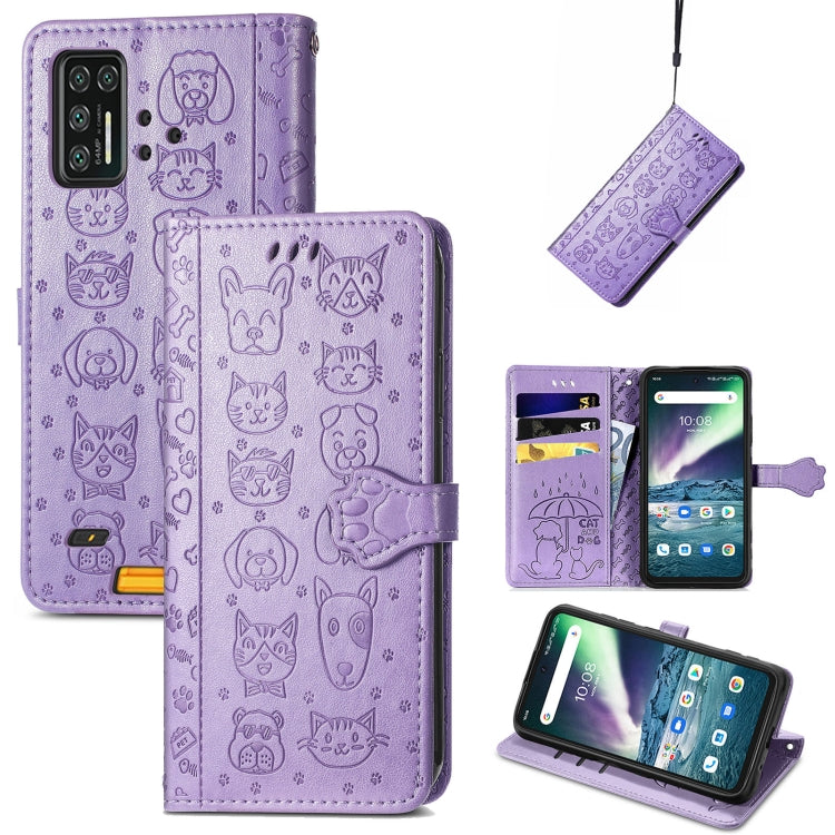 For UMIDIGI Bison GT Lovely Cat and Dog Embossing Pattern Horizontal Flip Leather Case , with Holder & Card Slots & Wallet & Cartoon Clasp & Lanyard