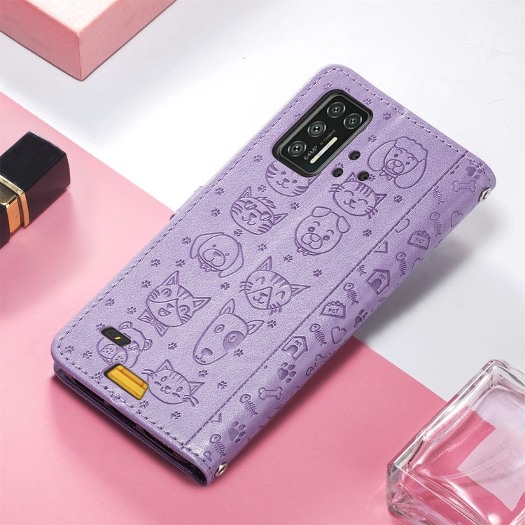For UMIDIGI Bison GT Lovely Cat and Dog Embossing Pattern Horizontal Flip Leather Case , with Holder & Card Slots & Wallet & Cartoon Clasp & Lanyard