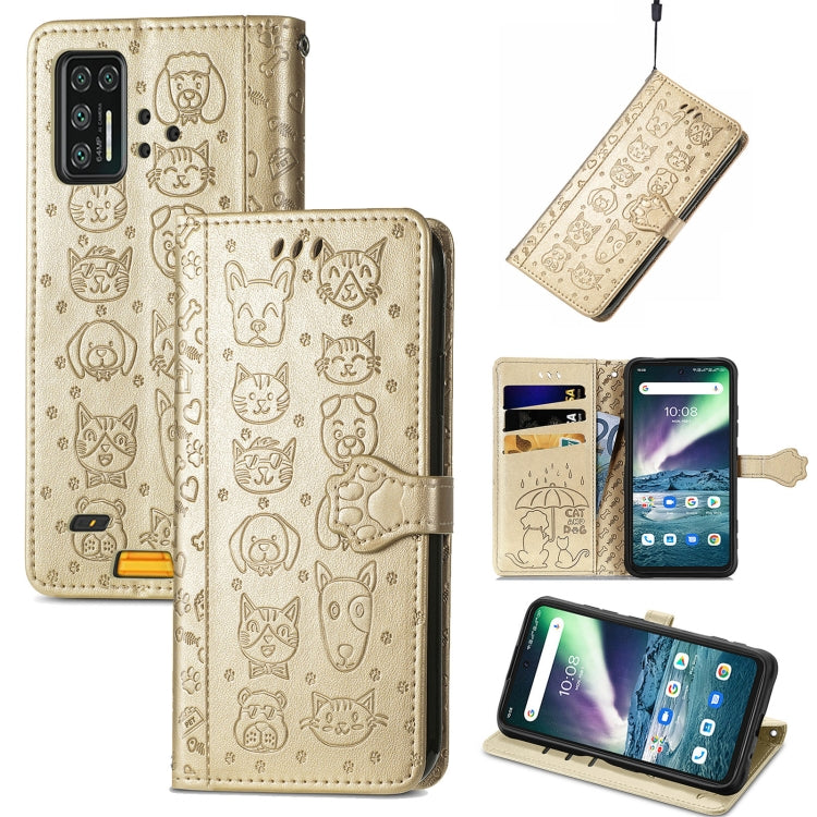 For UMIDIGI Bison GT Lovely Cat and Dog Embossing Pattern Horizontal Flip Leather Case , with Holder & Card Slots & Wallet & Cartoon Clasp & Lanyard