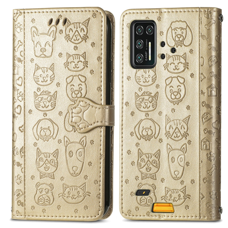 For UMIDIGI Bison GT Lovely Cat and Dog Embossing Pattern Horizontal Flip Leather Case , with Holder & Card Slots & Wallet & Cartoon Clasp & Lanyard