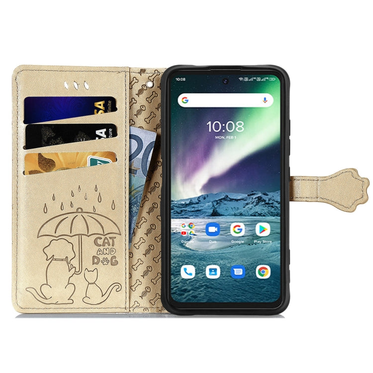 For UMIDIGI Bison GT Lovely Cat and Dog Embossing Pattern Horizontal Flip Leather Case , with Holder & Card Slots & Wallet & Cartoon Clasp & Lanyard