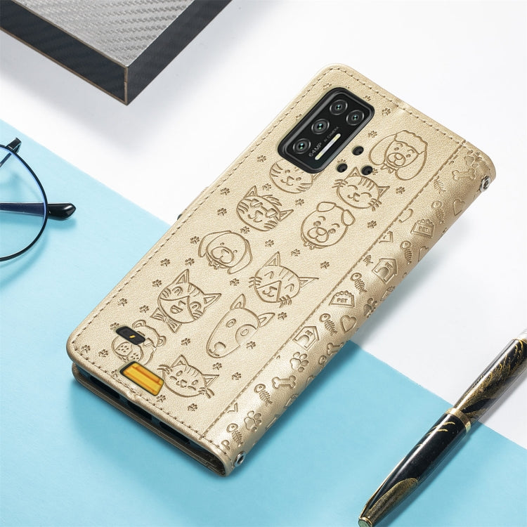 For UMIDIGI Bison GT Lovely Cat and Dog Embossing Pattern Horizontal Flip Leather Case , with Holder & Card Slots & Wallet & Cartoon Clasp & Lanyard