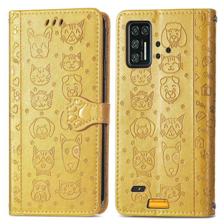 For UMIDIGI Bison GT Lovely Cat and Dog Embossing Pattern Horizontal Flip Leather Case , with Holder & Card Slots & Wallet & Cartoon Clasp & Lanyard