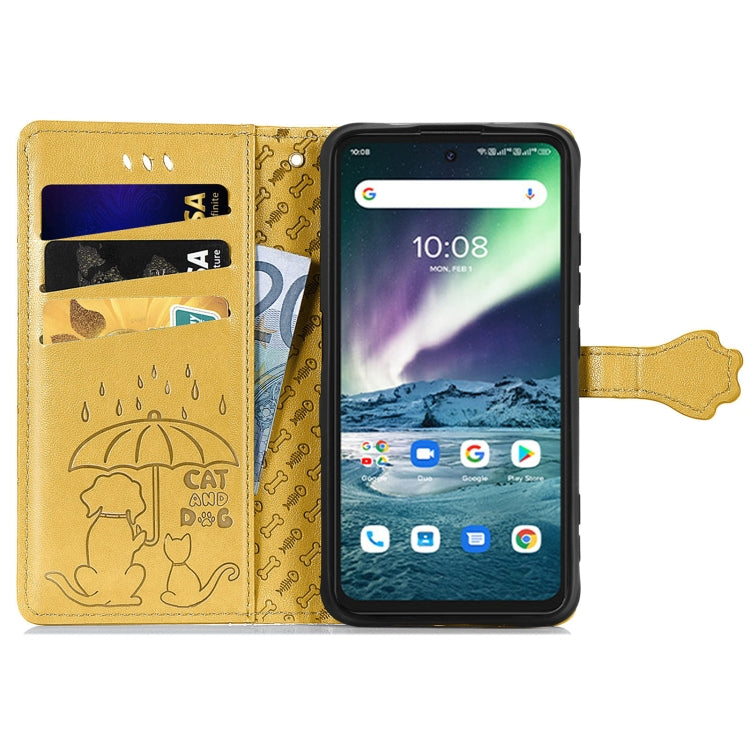 For UMIDIGI Bison GT Lovely Cat and Dog Embossing Pattern Horizontal Flip Leather Case , with Holder & Card Slots & Wallet & Cartoon Clasp & Lanyard