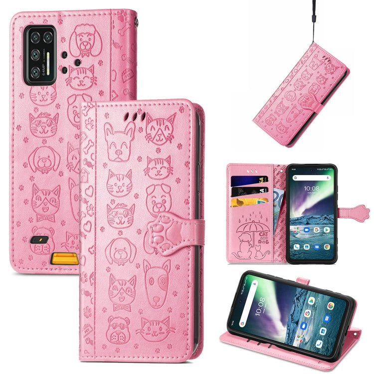 For UMIDIGI Bison GT Lovely Cat and Dog Embossing Pattern Horizontal Flip Leather Case , with Holder & Card Slots & Wallet & Cartoon Clasp & Lanyard