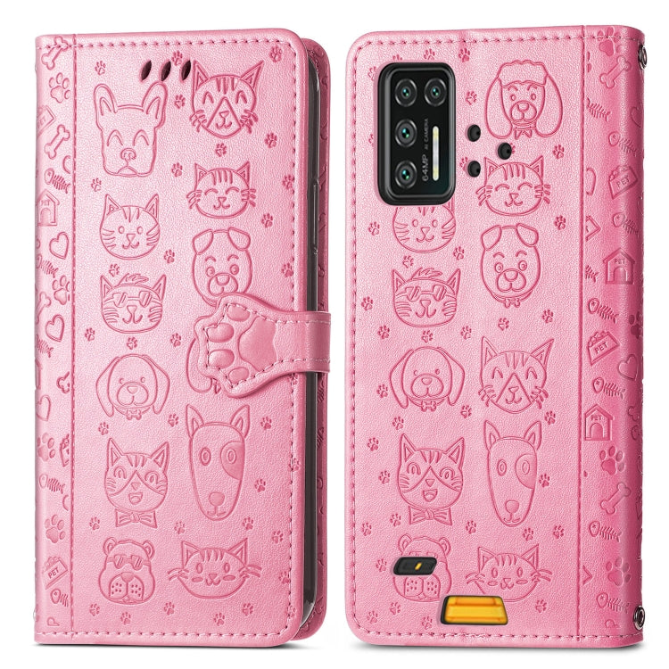For UMIDIGI Bison GT Lovely Cat and Dog Embossing Pattern Horizontal Flip Leather Case , with Holder & Card Slots & Wallet & Cartoon Clasp & Lanyard