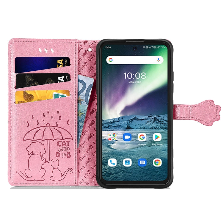 For UMIDIGI Bison GT Lovely Cat and Dog Embossing Pattern Horizontal Flip Leather Case , with Holder & Card Slots & Wallet & Cartoon Clasp & Lanyard