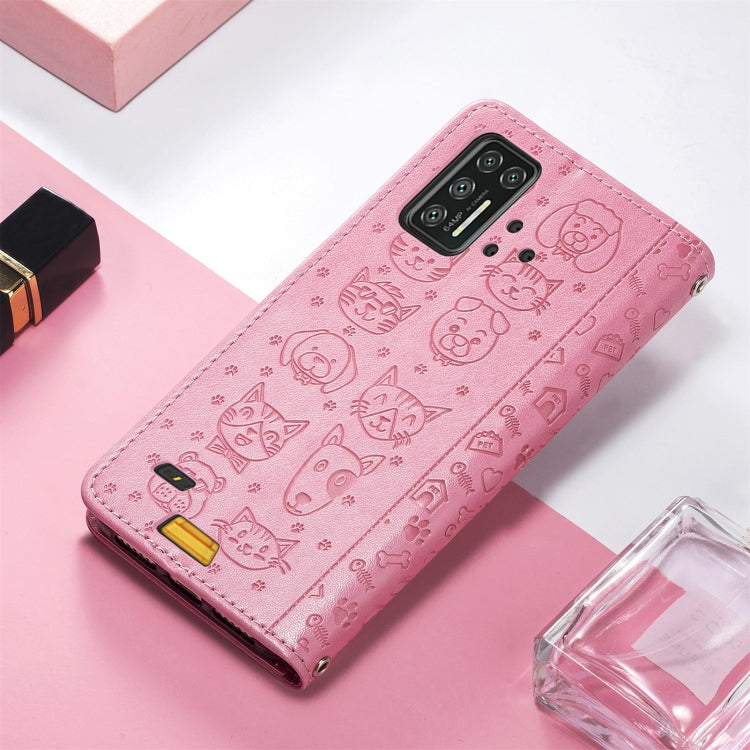 For UMIDIGI Bison GT Lovely Cat and Dog Embossing Pattern Horizontal Flip Leather Case , with Holder & Card Slots & Wallet & Cartoon Clasp & Lanyard