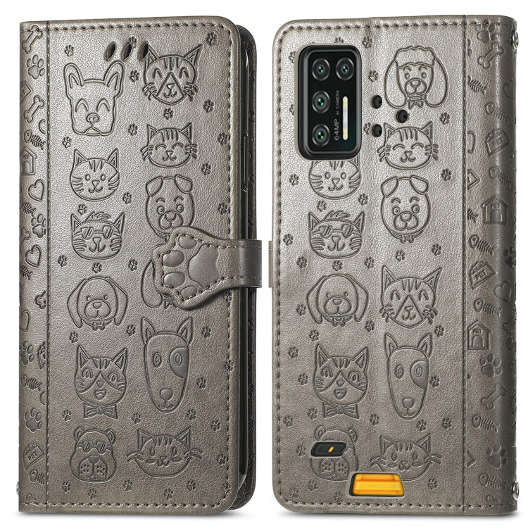 For UMIDIGI Bison GT Lovely Cat and Dog Embossing Pattern Horizontal Flip Leather Case , with Holder & Card Slots & Wallet & Cartoon Clasp & Lanyard