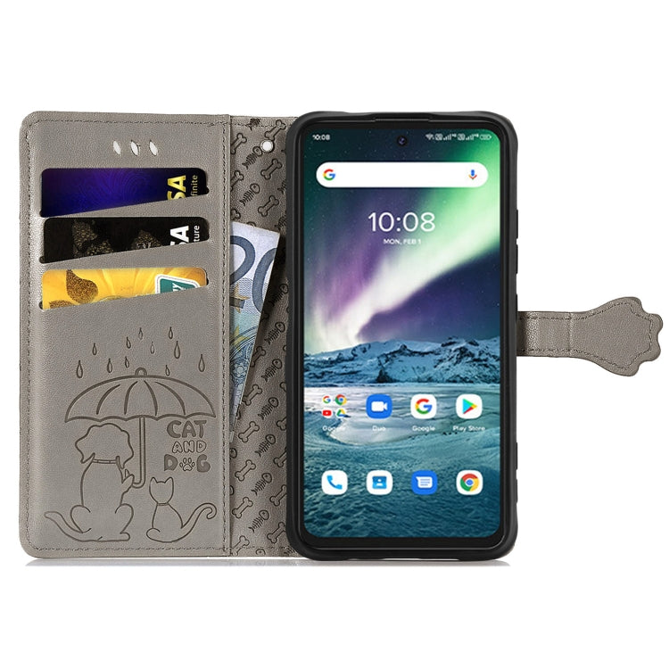 For UMIDIGI Bison GT Lovely Cat and Dog Embossing Pattern Horizontal Flip Leather Case , with Holder & Card Slots & Wallet & Cartoon Clasp & Lanyard
