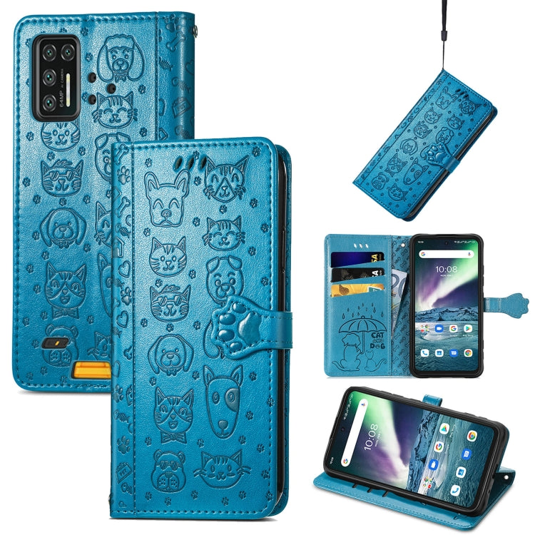 For UMIDIGI Bison GT Lovely Cat and Dog Embossing Pattern Horizontal Flip Leather Case , with Holder & Card Slots & Wallet & Cartoon Clasp & Lanyard