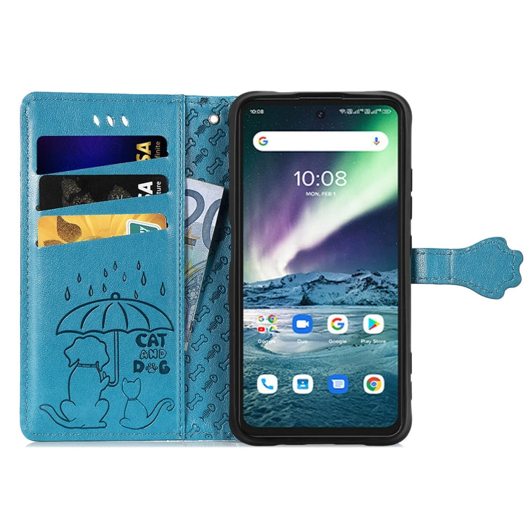 For UMIDIGI Bison GT Lovely Cat and Dog Embossing Pattern Horizontal Flip Leather Case , with Holder & Card Slots & Wallet & Cartoon Clasp & Lanyard