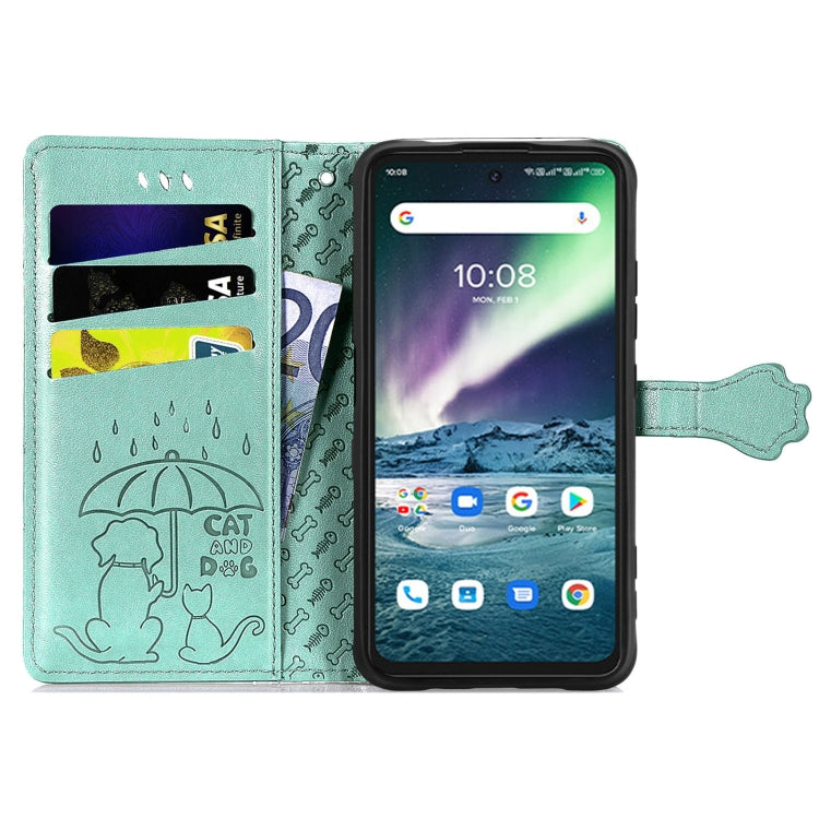 For UMIDIGI Bison GT Lovely Cat and Dog Embossing Pattern Horizontal Flip Leather Case , with Holder & Card Slots & Wallet & Cartoon Clasp & Lanyard