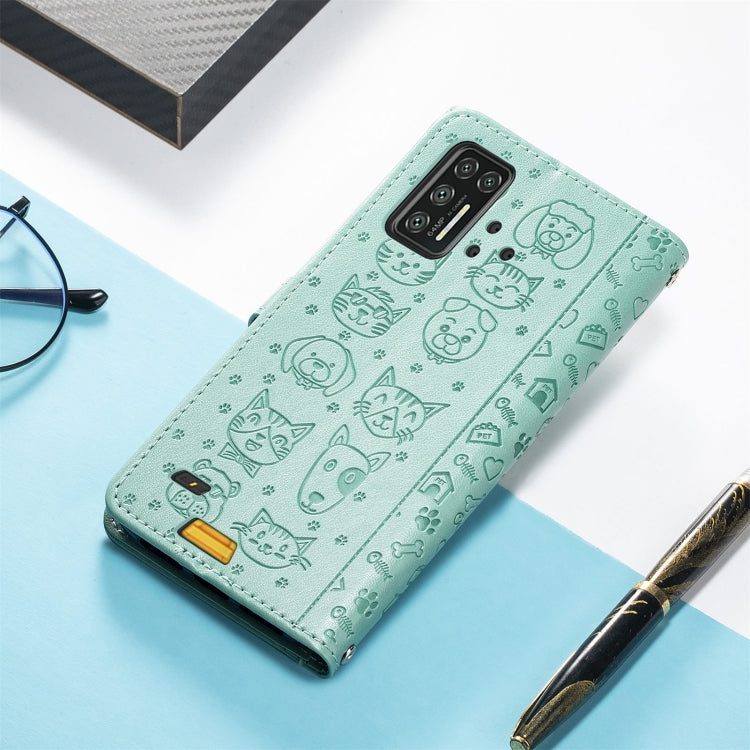 For UMIDIGI Bison GT Lovely Cat and Dog Embossing Pattern Horizontal Flip Leather Case , with Holder & Card Slots & Wallet & Cartoon Clasp & Lanyard