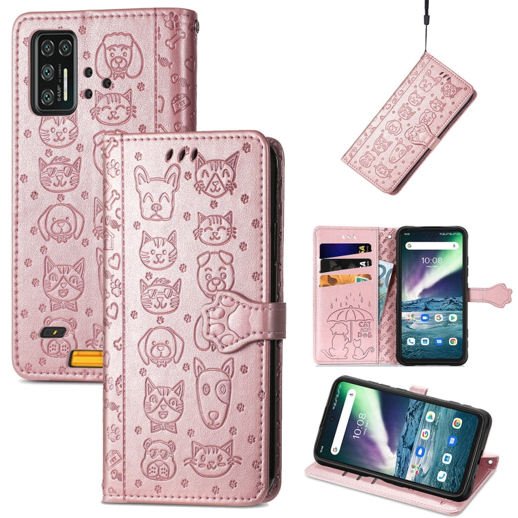 For UMIDIGI Bison GT Lovely Cat and Dog Embossing Pattern Horizontal Flip Leather Case , with Holder & Card Slots & Wallet & Cartoon Clasp & Lanyard