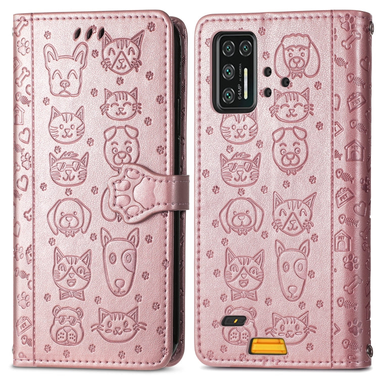 For UMIDIGI Bison GT Lovely Cat and Dog Embossing Pattern Horizontal Flip Leather Case , with Holder & Card Slots & Wallet & Cartoon Clasp & Lanyard