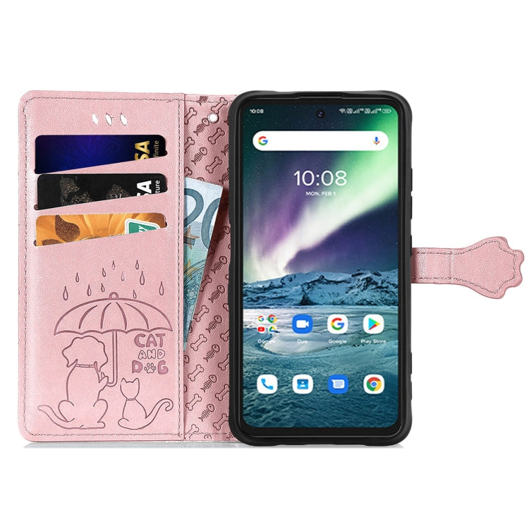 For UMIDIGI Bison GT Lovely Cat and Dog Embossing Pattern Horizontal Flip Leather Case , with Holder & Card Slots & Wallet & Cartoon Clasp & Lanyard