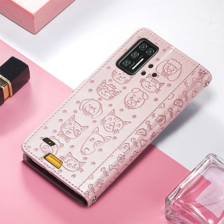 For UMIDIGI Bison GT Lovely Cat and Dog Embossing Pattern Horizontal Flip Leather Case , with Holder & Card Slots & Wallet & Cartoon Clasp & Lanyard
