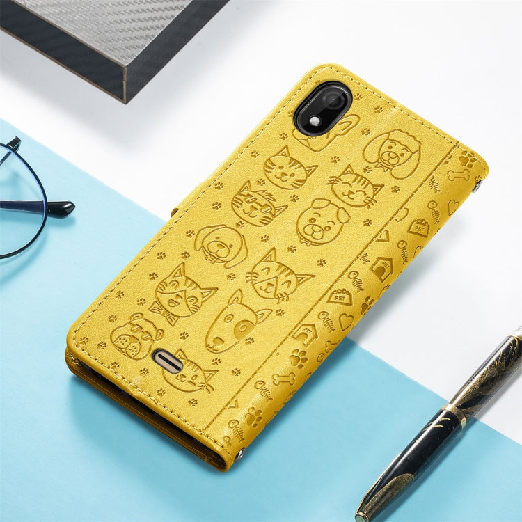For Wiko Y61 Lovely Cat and Dog Embossing Pattern Horizontal Flip Leather Case , with Holder & Card Slots & Wallet & Cartoon Clasp & Lanyard