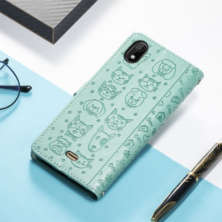 For Wiko Y61 Lovely Cat and Dog Embossing Pattern Horizontal Flip Leather Case , with Holder & Card Slots & Wallet & Cartoon Clasp & Lanyard
