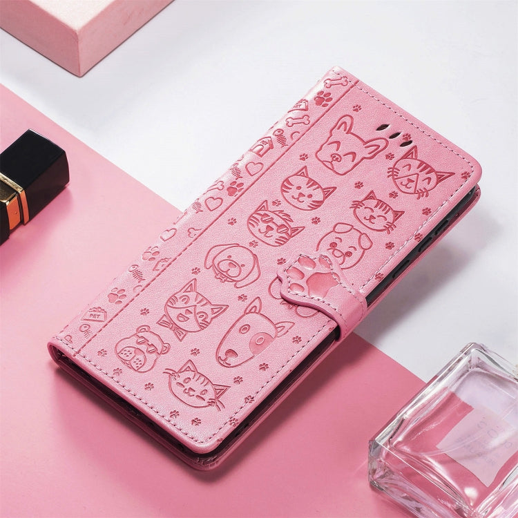 For Xiaomi Redmi 10 Lovely Cat and Dog Embossing Pattern Horizontal Flip Leather Case , with Holder & Card Slots & Wallet & Cartoon Clasp & Lanyard