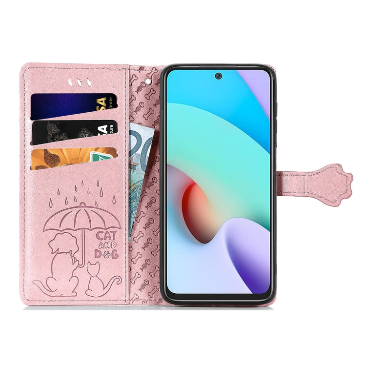 For Xiaomi Redmi 10 Lovely Cat and Dog Embossing Pattern Horizontal Flip Leather Case , with Holder & Card Slots & Wallet & Cartoon Clasp & Lanyard
