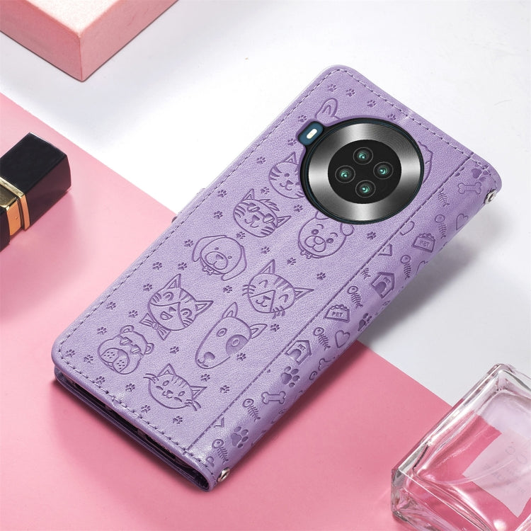 For CUBOT Note 20 Lovely Cat and Dog Embossing Pattern Horizontal Flip Leather Case , with Holder & Card Slots & Wallet & Cartoon Clasp & Lanyard
