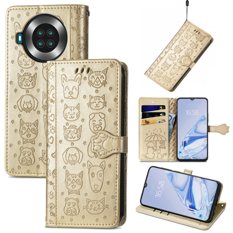 For CUBOT Note 20 Lovely Cat and Dog Embossing Pattern Horizontal Flip Leather Case , with Holder & Card Slots & Wallet & Cartoon Clasp & Lanyard