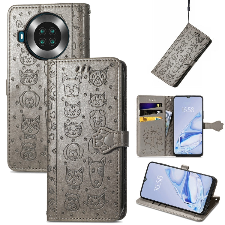 For CUBOT Note 20 Lovely Cat and Dog Embossing Pattern Horizontal Flip Leather Case , with Holder & Card Slots & Wallet & Cartoon Clasp & Lanyard